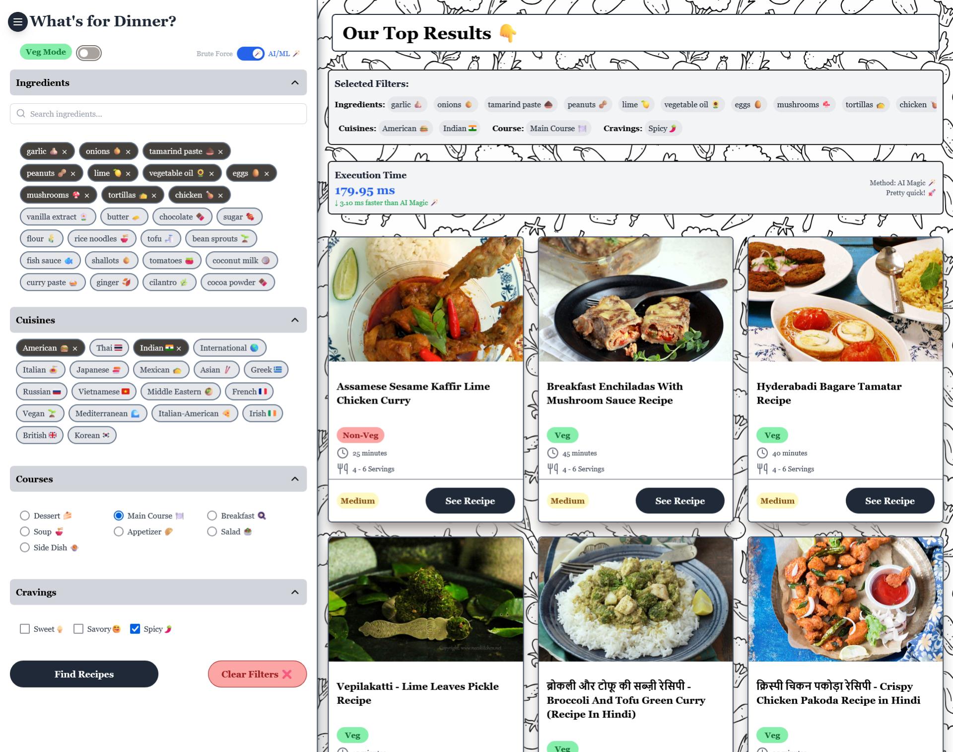 RecipeSense: ML based Recipe Recommender screenshot 1